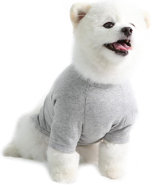 Large Gray Dog Shirt for Small Dogs - Soft Breathable Cotton T-Shirts Pet Clothes