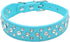 Bling Rhinestone PU Leather Crystal Diamond Pet Dog Cat Puppy Collar (M, Light Blue)