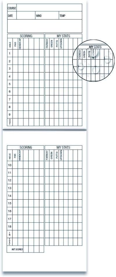 Golf Scorecard and Statistics Notebook with Weatherproof Paper - Fits Golf Covers (2 Pack)