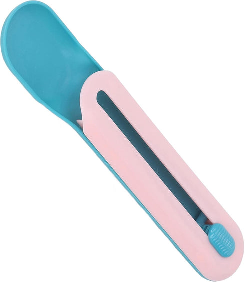 Zerodis Cat Wet Treats Dispenser, PP Plastic Cat Food Spoon for Feeding Supplies (Blue Spoon with Handle)