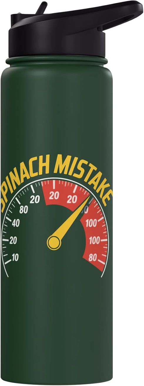 Vibrant Yellow Cartoon Humor Enthusiasts SPINACH MISTAKE Speedometer Funny Meme Sarcastic Gag Stainless Steel Insulated