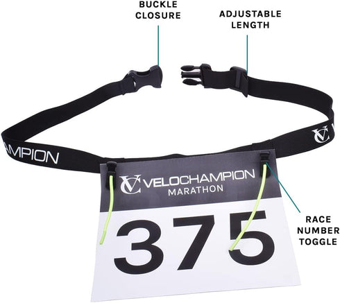 VeloChampion Running Waistpack Belt – Elastic Stretch Fit with Clip Fastening for Triathlon and Marathon