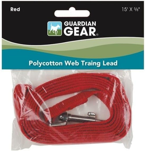 Guardian Gear Cotton Web Dog Training Lead, Red, 15'x5/8"