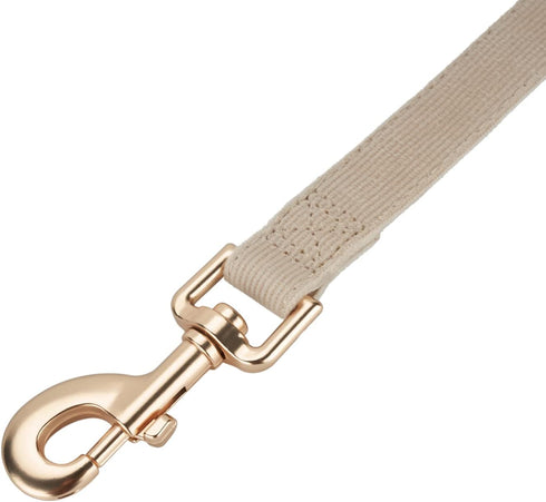 Soft Cotton Dog Leash - 5 Ft Heavy Duty Corduroy with Gold Metal Hook for Small Medium Large Dogs (White)