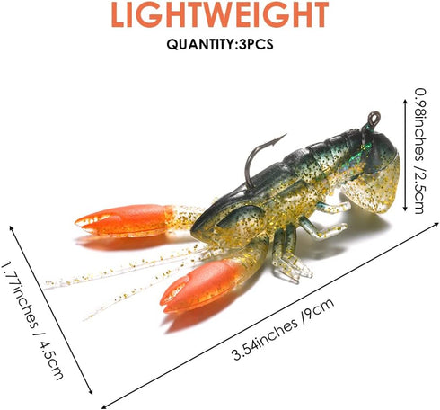 Lixada Soft Fishing Lure Crawfish Bait, Shrimp Lobster Claw Artificial Lure Swimbait, 8cm/14g
