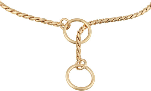 Alvalley Metal Chain Dog Show Collar, Adjustable Brass Snake Chain for Toy to Extra Large Dogs (Gold, 26", 3.8mm Thick)
