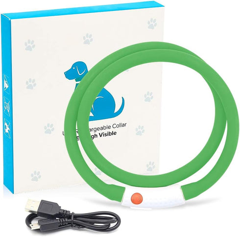 BSEEN Light Up Dog Collars, Silicone LED Dog Collar, Cuttable Lighted Puppy Collar for Small Medium Large Dogs