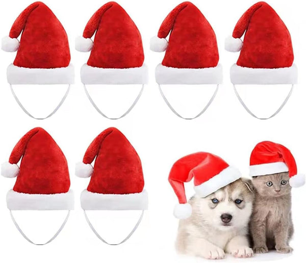 6 Pcs Dog Cat Pet Santa Hat Christmas Costumes for Small Pets, Christmas Photo Props