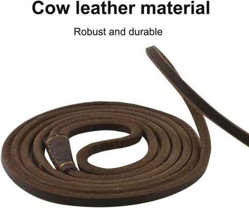DONGKER Dog Slip Lead - 5ft 2-in-1 Leather Pet Training Walking Leash for Small Medium Large Dogs