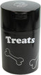 Pawvac 6 Ounce Vacuum Sealed Pet Food Storage Container, Black Cap & Body, White Treats