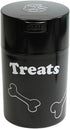Pawvac 6 Ounce Vacuum Sealed Pet Food Storage Container, Black Cap & Body, White Treats