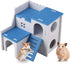 WishLotus Hamster House - Luxury Hideout with Climbing Ladder and Two Layers Hut for Dwarf Hamster, Blue