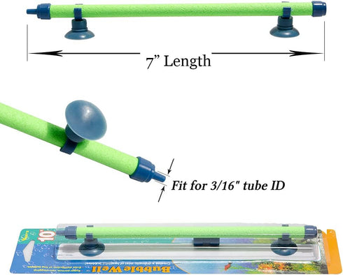Quickun Aquarium Air Stone Bubble Wall Tube Oxygen Diffuser Bar Decor Accessory for Fish Tank 7 Inch Length,2PCS