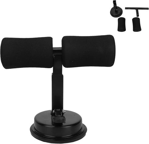 Sit-up Aid | Portable Adjustable Sit Up Bar for Floor | Abdominal Muscle Exercise Equipment for Body Building (Black)