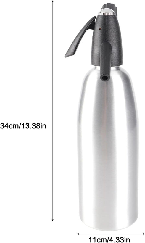 Denash 1L Soda Siphon Bottle,Portable Retro Alloy Soda Siphon, Carbonated Seltzer Water Maker with Pressure Regulator