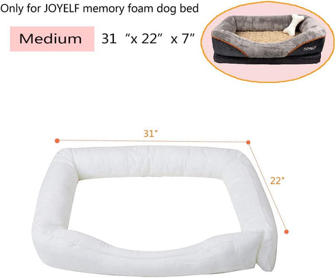 JOYELF Orthopedic Memory Foam Dog Bed, Replacement Filling Bolster Insert Stuffing Pillow - Medium Size
