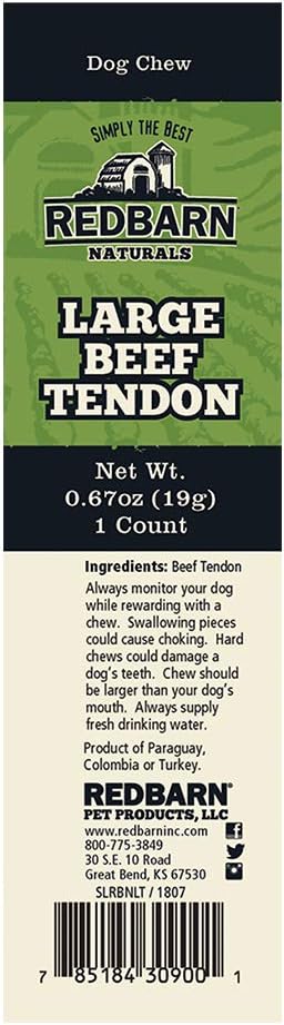 Redbarn Large Beef Tendons, All-Natural Dog Chews (10-Count)