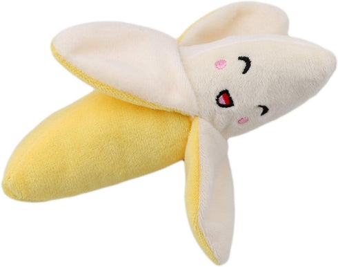 Yellow Banana Squeeze Squeaker Plush Dog Chew Toys, Dog Squeak Toys