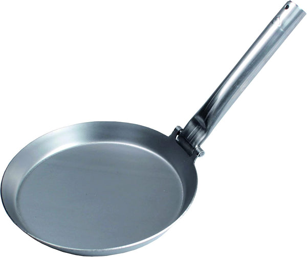 Hunter Pan with Metal Folding Handle for Outdoor Cooking, Roasting Over Open Fire or Grill, Cast Iron