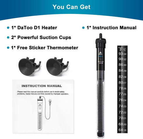 Aquarium Heater, Adjustable 200W Submersible Fish Tank Heater with Electronic Chip Thermostat