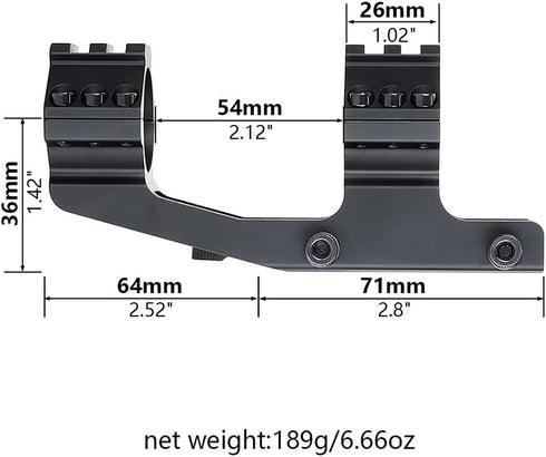 ohhunt Scope Mount 30mm 1 inch QD Quick Release Picatinny, 1.42 inch Center High, Black