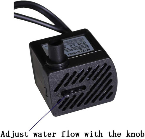 Submersible Water Pump with LED Light for Indoor Tabletop Fountains, Aquarium Fish Tank (180L/H 3W)