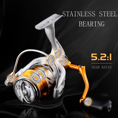 TC Spinning Reels Fishing Reels - CNC Aluminum Spool with 5.2:1 Gear Ratio, 9+1 Ball Bearings