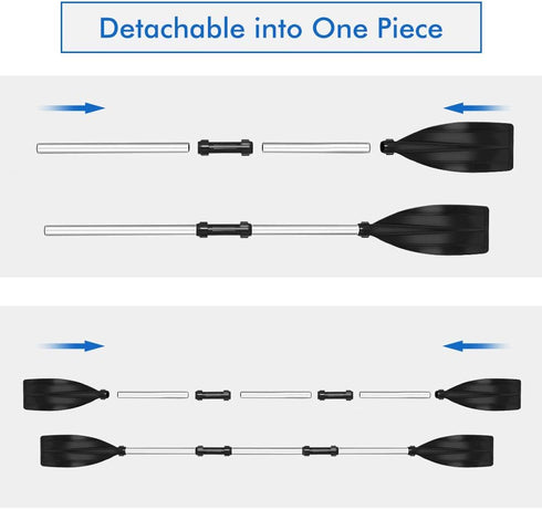 Kayak Paddles, Pair of Detachable Lightweight Aluminum Alloy Oars for Boating, Canoeing, Surfing, Outdoor Sports