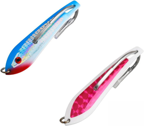 Cuoyuqie 2pcs 5.0# Stainless Steel Single Hook Jig Lure UV Glow Spoon-Shaped Saltwater
