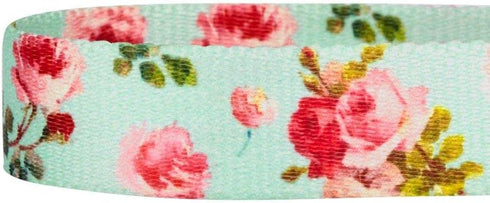 Blueberry Pet 9 Patterns Durable Floral Rose Print Dog Leash, 5 ft x 5/8", Turquoise, Spring Scent Inspired, Small