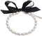 Dog Cat Pearls Necklace Collar with Bling Accessories and Ribbon Bow for Female Dogs Cats (L, White)