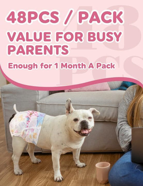 Breed-48PCS, Dono Dog Diapers Female Large Disposable Female Dog Period Diaper for Heat with Wetness Indicator, Super