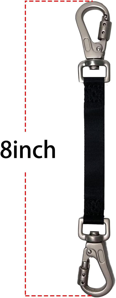 Heavy Duty Double Ended Collar Backup Clip for Dog Harnesses, Lockable Safety Clip for Prong Collar with Gentle Nylon Webbing