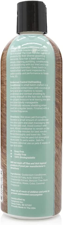16 oz 3 6 The Coat Handler Undercoat Control Deshedding Dog Conditioner Coconut Milk Fragrance, - Combats and Reduces