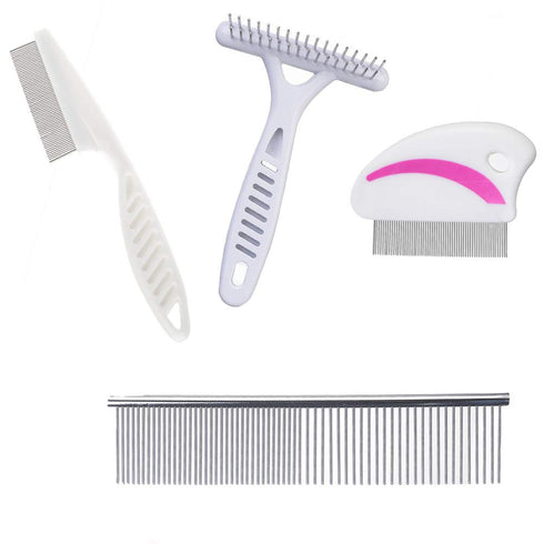 Tear Stain Remover Combs, Professional Pet Grooming Brush, Stainless Steel Undercoat Rake and Flea Combs