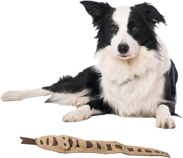SPOT Skinneeez Leather Snake, 25in Stuffing-Free Dog Toy with Real Leather & 4 Squeakers for Medium Dogs