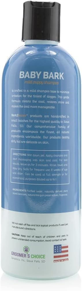 Bark2Basics 16 oz Baby Bark Puppy Shampoo for Dogs, - Naturally Derived Ingredients, Formulated for Puppies