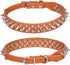 Spiked Dog Collar, Mushrooms Rivet Studded Adjustable PU Leather for Cats and Dogs, S, Brown