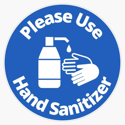 BKR Graphics Please Use Hand Sanitizer - Rounded Sign, Blue and White Vinyl Sticker