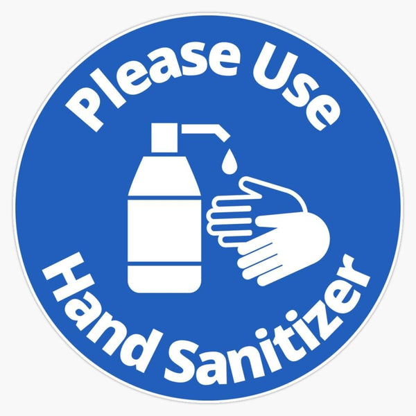 BKR Graphics Please Use Hand Sanitizer - Rounded Sign, Blue and White Vinyl Sticker