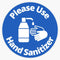 BKR Graphics Please Use Hand Sanitizer - Rounded Sign, Blue and White Vinyl Sticker