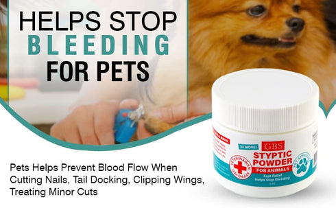 G.B.S 5 oz Styptic Powder for Animals - Stop Bleeding Styptic Clotting Powder for Dogs, Cats & Birds (3)