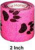 Vet Wrap Tape (Pink with Paw Prints) (2 Pack) (2 Inch x 15 feet) Self Adhesive Cohesive Bandage for Pets