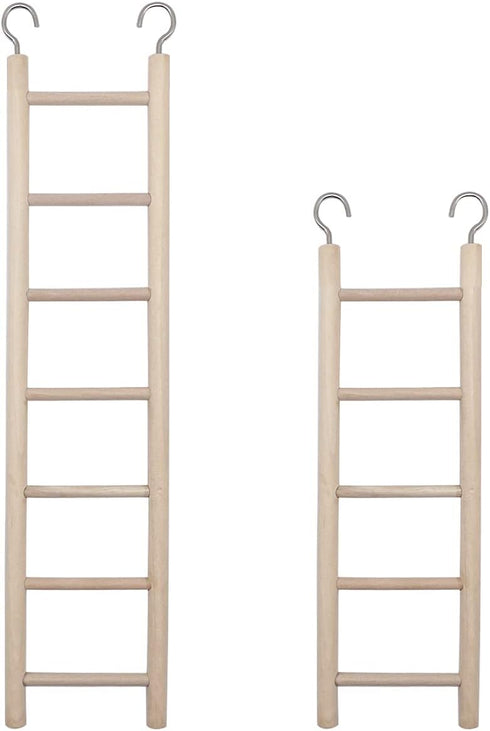 2pcs Bird Wooden Ladder, Wooden Ladder for Bird Cage Parrot Climbing Toy (5 & 7 Step)