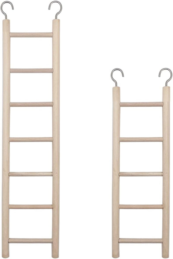 2pcs Bird Wooden Ladder, Wooden Ladder for Bird Cage Parrot Climbing Toy (5 & 7 Step)