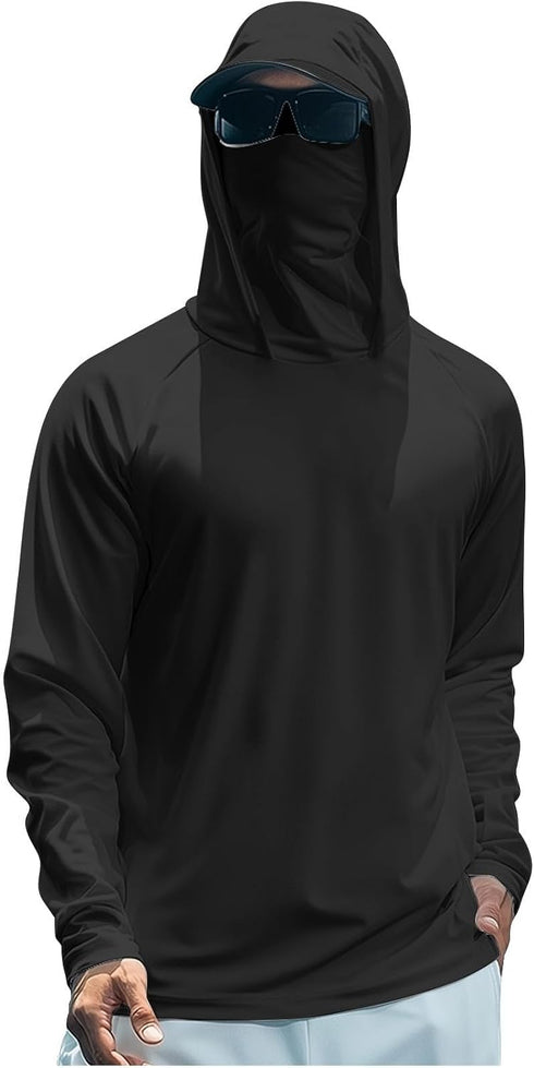 FOCLMP Hooded Fishing Shirts with Face Mask Cooling UPF 50+ Sun Protection Rash