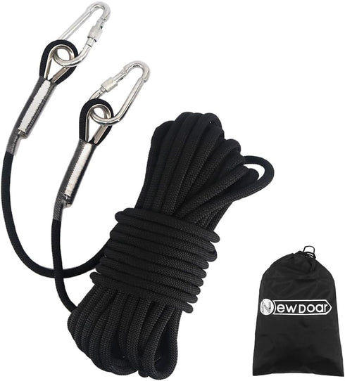 NewDoar Climbing Rope 8(5/16in), 10mm (3/8in), High Strength Accessory Cord with 2 Steel Hooks for Outdoor Rescue