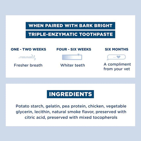 BARK Bright Dental Sticks for Large Dogs Chews, 12.2 oz, Count of 15