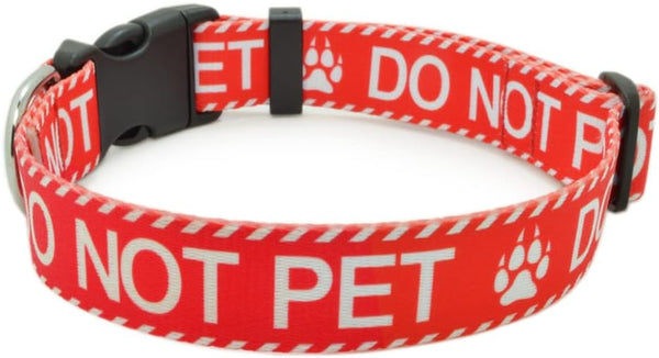 Dog Collar for DO NOT PET, Premium Adjustable Polyester with Buckle, Durable Red Collars for Small Medium Large Dogs
