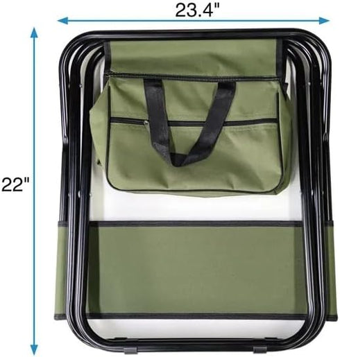 2-Pack, 280 lbs 19.3x15.35x30.5 Inches Portable Folding Camping Chair with Storage Bag, Green, Steel Frame with Oxford